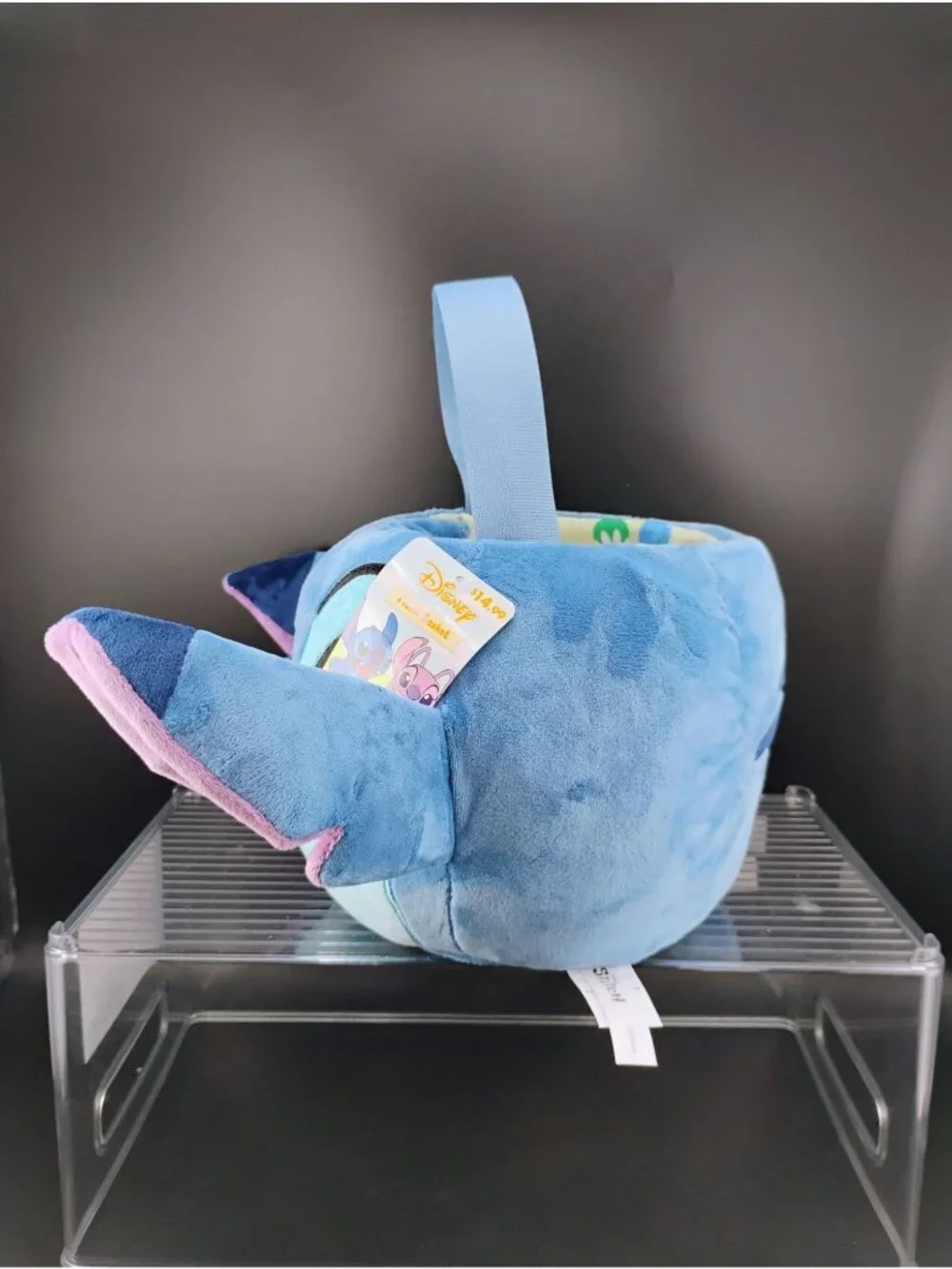 Disney Store Stitch Plush Easter Basket With Handle & Lined Interior